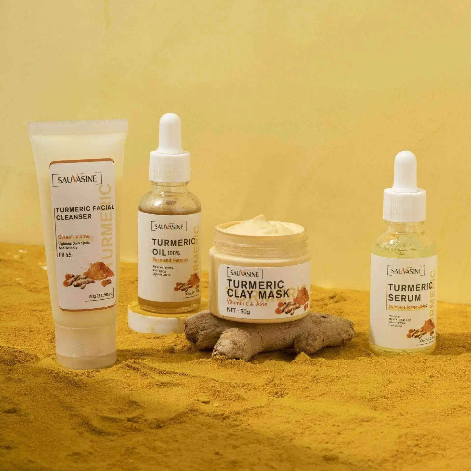 Conjunto de cuidados faciais com Cúrcuma-Rejuvenescimento e Hidratação Profunda da pele